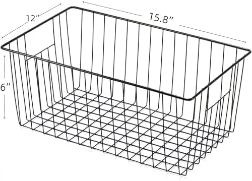 Freezer Organizer Bins - 3 Pack Stand Up Freezer Baskets for 16，17，21 cu.ft Upright Freezer, Wire Storage Baskets with Built-in Handles, Easy to Access Frozen Food Allow Air Circulation, Black - Image 6