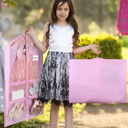 Syeeiex 40 Inch Clear Dance Costume Garment Bag, Pink, 5 Pack - Image 2