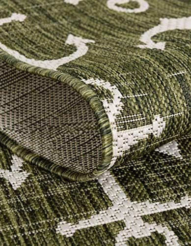 Unique Loom Outdoor Coastal Collection Area Rug - Ahoy (2' 7" x 12' 2" Runner, Green/ Ivory) - Image 5
