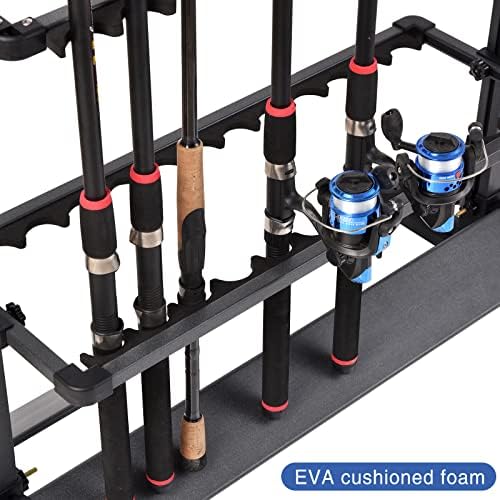 JOYWAVE Aluminium Fishing Rod Holders, Portable Fishing Rod Rack, Holds Up to 24 Rods, Modern Matte Black, 27.9x12.6x27.5 inches - Image 4