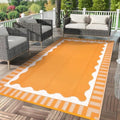 Garvee Scalloped Waterproof Outdoor Rug 8x10 Outdoor Patio Rug, Orange by Garvee