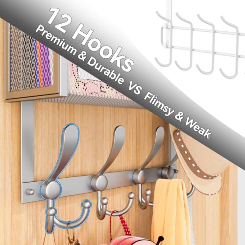 Kaiferty Over The Door Hooks Organizer, Coat Rack Over The Door Storage Hanger Towel Rack, Back of Door Storage Organizer for Bathroom,Bedroom,Kitchen,Office (Silver, 4-Tier) - Image 5