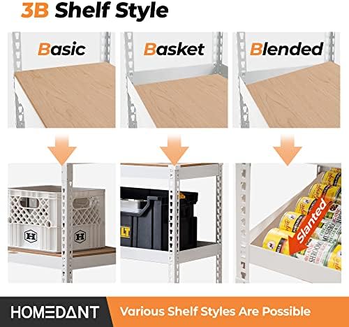 HOMEDANT 35.9" W 5 Tier Heavy Duty Garage Shelving Adjustable Metal Rack Storage Shelves Standing Shelf Unit Organizers Pantry Closet White 2Pack - Image 5