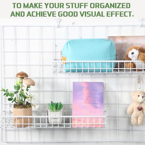 Blulu 4 Pcs Grid Wall Shelf Panel Basket, 15.75 x 3.94 x 1.97 Inch, White - Image 3