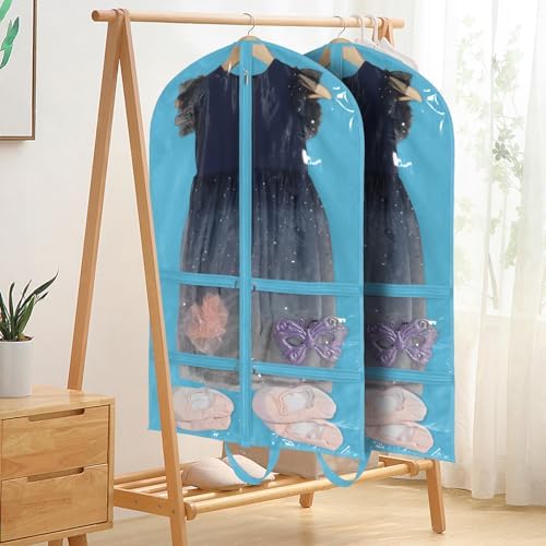 KEEGH 40 inch Clear Garment Bags for Dance Costumes, 6 Pack, Blue - Image 5
