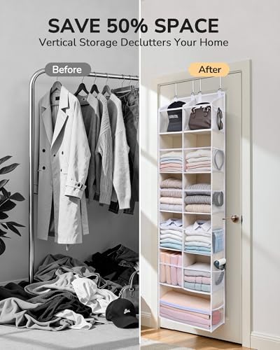 ULG Over the Door Organizer, 6-Tier Hanging Storage with Clear Windows, 19 Pockets for Closet,Bathroom & Nursery Door Organizer - Image 5