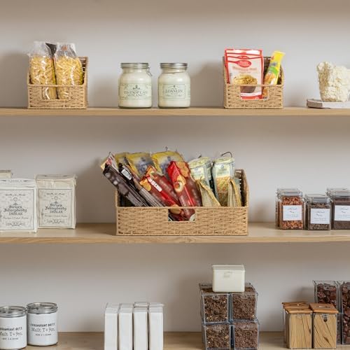 StorageWorks Paper Rope Shelf Baskets,Pantry Storage Baskets,Natural,3-Pack - Image 5