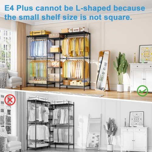 Ulif E4 Plus Heavy Duty Clothes Rack, Black Metal Closet Storage System - Image 2