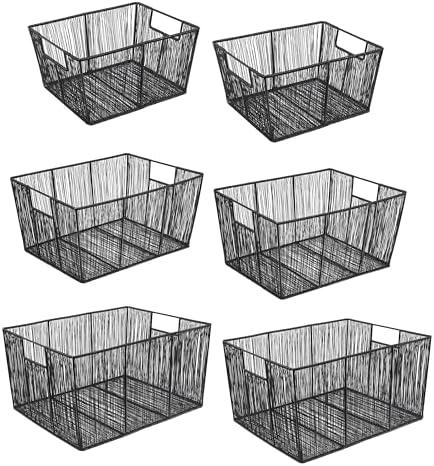 happimess Sutton 6-Piece Nesting Mild Steel Storage Baskets 16", Black by Happimess