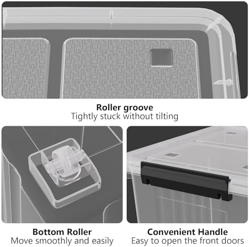 50 Quart Clear Large Storage Totes with Wheels, Plastic Storage Box with Lid, 4-Pack - Image 3