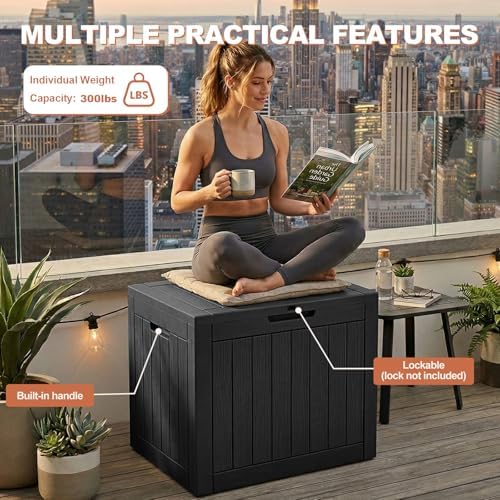 EFU Outdoor Storage Box 40 Gallon Deck Box, Waterproof Resin, Black - Image 5