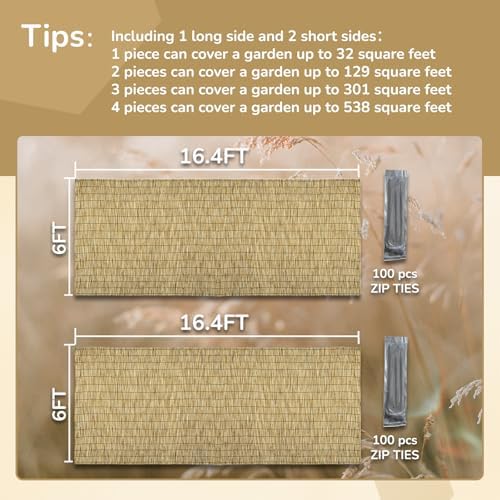 Natural 2 Pack 6FT X16.4FT Reed Fencing Roll Bamboo Privacy Screen - Image 6