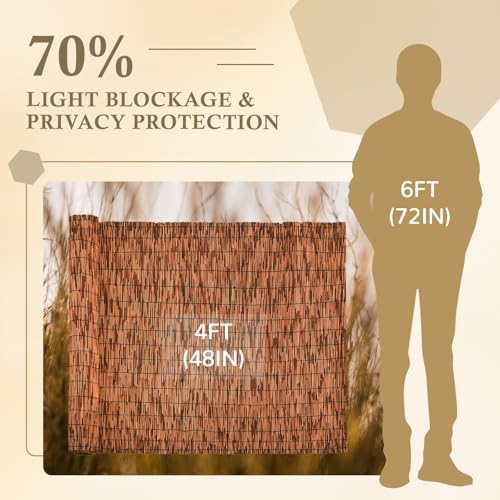 Brown 4FT X16.4FT Reed Fencing Roll Bamboo Privacy Fence Screen - Image 2