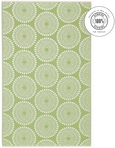Fab Habitat Outdoor Rug - Waterproof, Fade Resistant, Crease-Free - Premium Recycled Plastic - Floral Medallion - Patio, Deck, Porch, Balcony, Laundry Room - Rio - Green - 4 x 6 ft - Image 3
