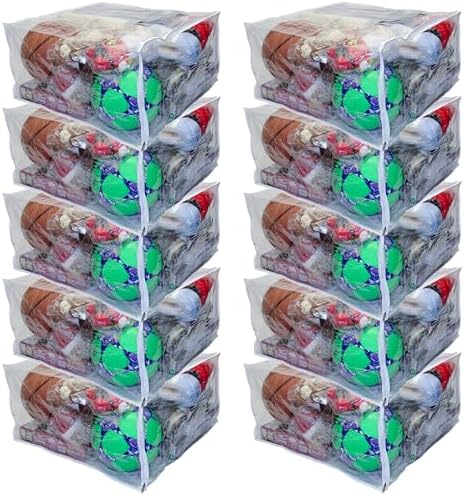 10-Pack Jumbo Heavy Duty Vinyl Zippered Storage Bags (Clear) for Sweaters, Blankets, Comforters, Bedding Sets and Much More! (23" x 23" x 12", 27.5 Gallon) by OrehHomewares