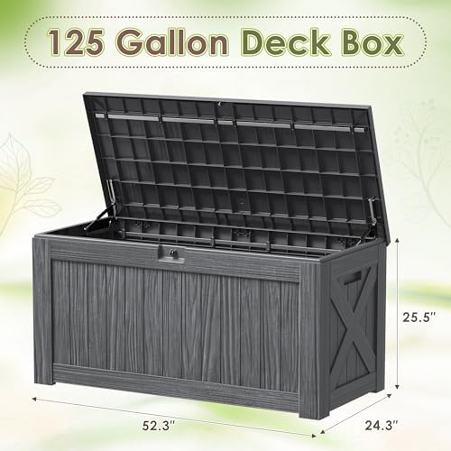 Devoko 125 Gallon Outdoor Storage Box, Waterproof Resin Deck Box - Image 7