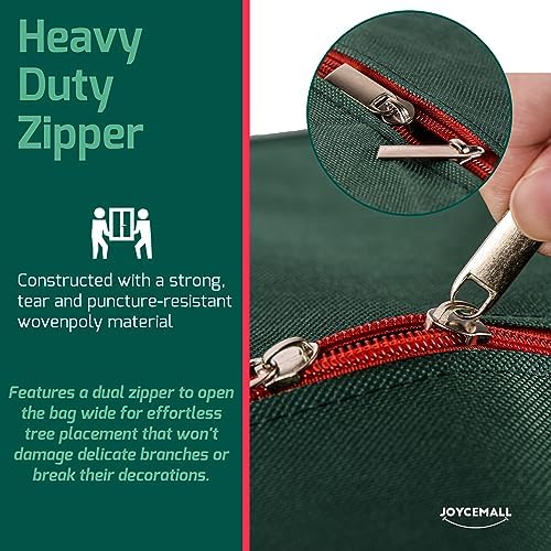 Christmas Tree Storage Bag Fits Up to 9 Feet Diassembled Tree, JOYCEMALL Heavy Duty Waterproof Artificial Xmas Tree Container Extra Large Moving Bag with Reinforced Handles & Dual Zipper - Green - Image 2