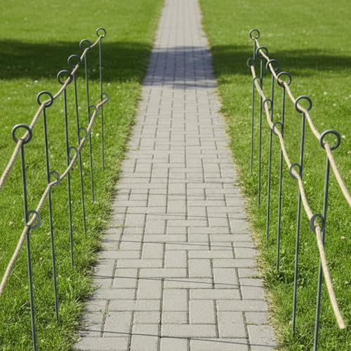 MorningRo 18 Pcs 42'' Double Rope Stakes Black Steel Poles/Stakes with Loop Fence Poles for Creating a Rope Border Around Flower Beds, Trees, Gardens, Walkways - Image 6