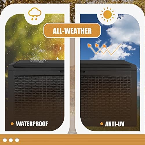 Devoko 100 Gallon Resin Waterproof Outdoor Storage Box with Cushion - Image 7