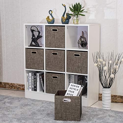 Posprica Storage Basket Bins,13×13 Foldable Storage Boxes Containers for Closet Organizer Shelf Cabinet Bookcase,Thick Fabric Drawer with Shimmer,4pcs,Brown - Image 6