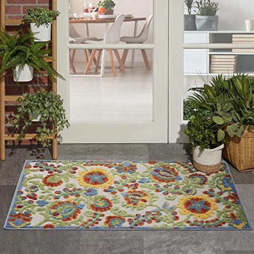Nourison Home Aloha Ivory Multicolor 2'8" x 4' Area Rug - Easy Clean, Non Shedding, Bed Room, Living Room, Dining Room, Kitchen (3' x 4') by NourisonHome