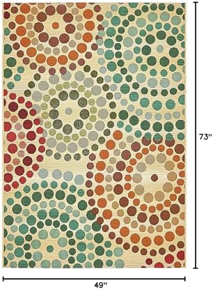 Unique Loom Outdoor Modern Collection Area Rug - Spark (4' 1" x 6' 1" Rectangle, Beige/ Burgundy) - Image 2