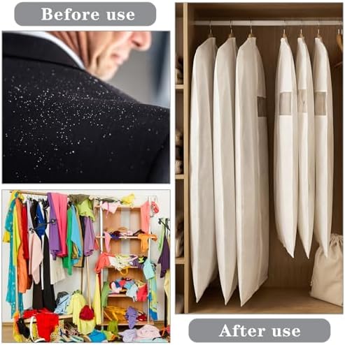 Aliceset 6 Pcs 40 Inches 50 Inches Cotton Garment Bags for Hanging Clothes - Image 6