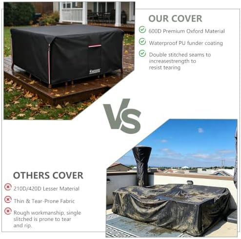 Outdoor Furniture Covers, 600D Heavy Duty Waterproof Outdoor Dining Table and Chairs Cover — 88L x 62W x 28H inch, All-Weather Protection Patio Furniture Cover, Black - Image 4