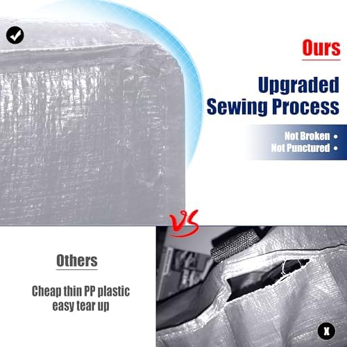 Cosy Family 8 Pack Heavy Duty Extra Large Moving Bags with Backpack Straps - Strong Handles & Zippers, Storage Totes For Space Saving, Fold Flat, Alternative to Moving Box (Set of 8, Silver) - Image 3