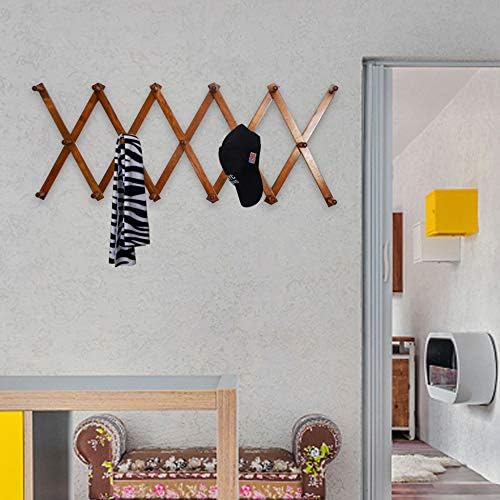 WEBI Accordion Wall Hanger,Expandable Wooden Hat Rack for Wall Mounted Coat Rack,Accordion Hat Hooks Holder for Baseball Caps,17 Peg,Rustic Brown,2 Packs - Image 6