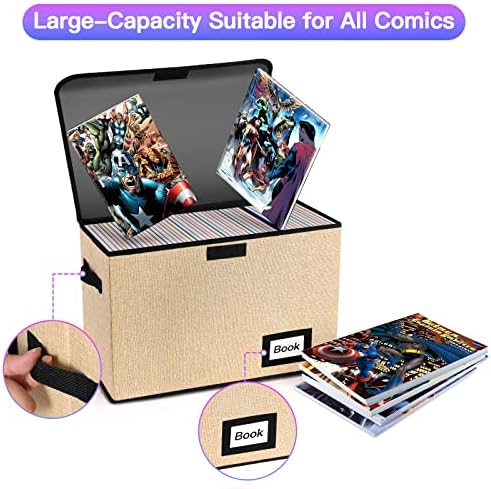 5 Pack Comic Book Storage Boxes, 15.8" X 7.8" X 11.8", Collapsible Comic Short Box, Holds 160-180 Collection Comic Book Container Holder Shelf Protector Organizer Bin (Yellow) - Image 5
