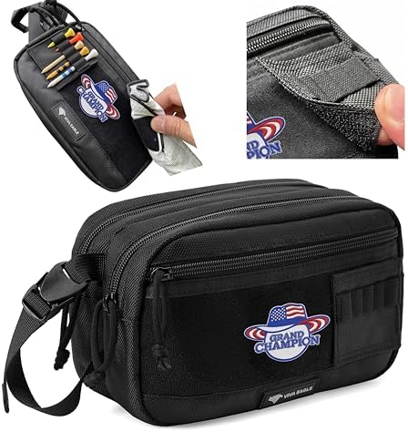Golf Pouch Bag for Balls Accessories Valuables | Customizable with Hook-and-Loop Panel | Ideal Golfer Gift, Includes Tee-Holder and Motivation Patches | Also Great for Gym Sports Travel Tactical by VIVAEAGLE