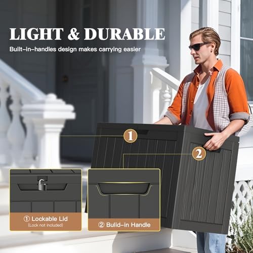 Outdoor Deck Storage Box, 50 Gallon Deck Box,Lockable Patio Storage Bench - Image 5