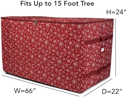 Covermates Christmas Tree Structured Rolling Storage Bag, Red Snowflake - Image 3