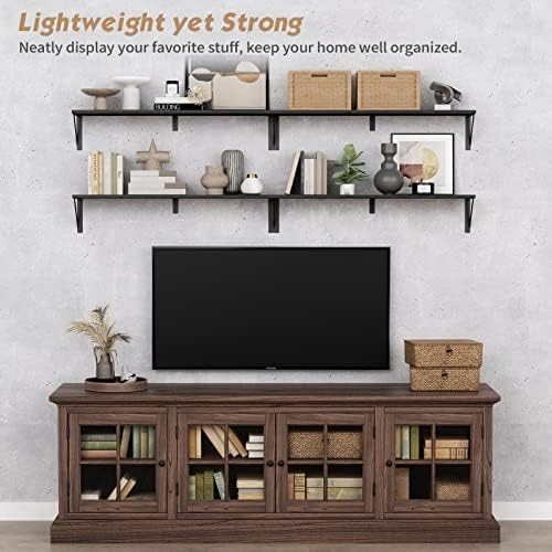 Forbena Floating Shelves 36 Inches Long 8 in Deep Set of 3, Large Wall Shelf for Bedroom Books, Heavy Duty Wide Wall Shelving for Living Room Office Kitchen Closet Organizers and Storage (Black) - Image 4