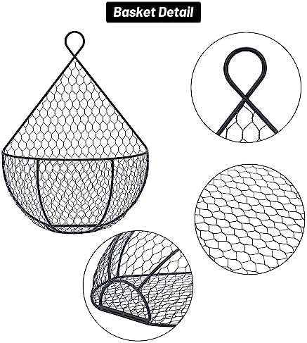 BSTKEY Set of 2 Hanging Black Metal Fruit Vegetable Baskets - Image 3