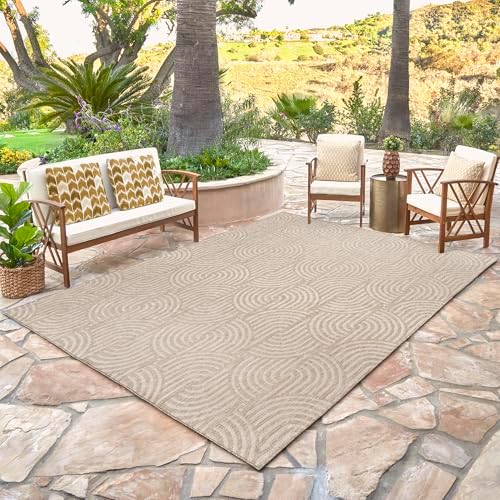 Gertmenian Indoor Outdoor Modern Area Rug - 6x9 Medium, Fade Resistant, Ideal for High Traffic in Living Room, Bedroom, Patio - Geometric, Orange, 25538 - Image 2