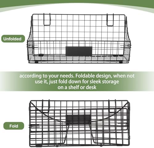 Blulu 4 Pcs Grid Wall Baskets, Wire with Hooks for Hanging, 15 x 7 x 6 Inch - Image 3