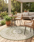 Rugs.com - Outdoor Aztec Rug – 5 Ft Round Green Indoor/Outdoor Rug – Washable, Stain-Resistant for Patios, Decks, and Porches by Rugscom