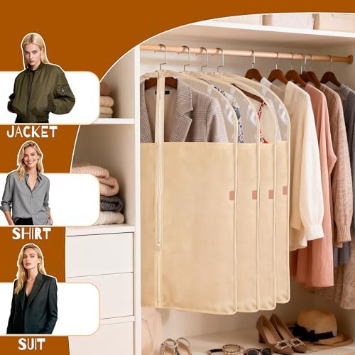 4 Pack 24 x 40 Inches Cotton Garment Bags for Hanging Clothes - Image 5