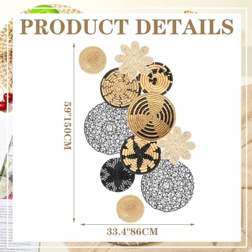 Tatuo 11 Pcs Boho Woven Wall Basket Decor Handmade Wicker Hanging,Fresh - Image 4