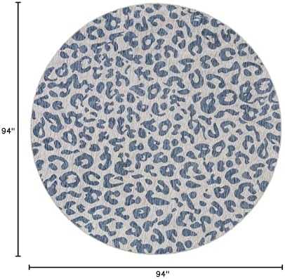 Unique Loom Outdoor Safari Collection Area Rug - Leopard (7' 10" Round Blue/Gray) - Image 2