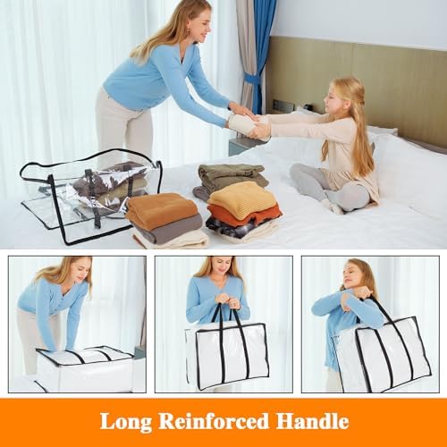 Vieshful 7 Pack Clear Clothes Storage Bags with Zipper 60L - Image 2