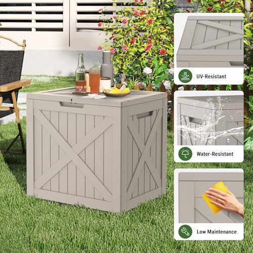 Mars Villa Deck Box, Waterproof Outdoor Storage Box, 31 Gallon, Grey - Image 5