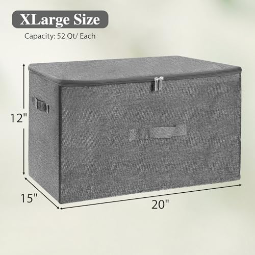 ANMINY Fabric Storage Bins with Zipper Lids, 20"x15"x12", Gray, 2 PCS - Image 6