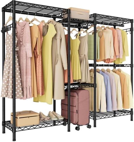 Golpart Heavy Duty Clothes Rack Metal Wardrobe with Adjustable Wire Shelves by Golpart