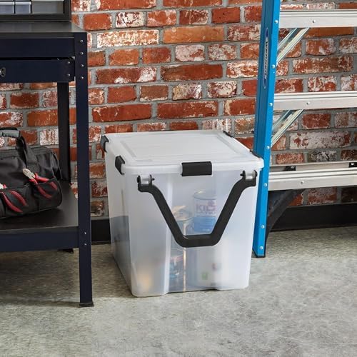 IRIS USA 6 Pack 106 Quart WeatherPro Wheeled Plastic Storage Bin Organization Container with Durable Lid, Seal & Secure Latching Buckles, Clear/Black - Image 2