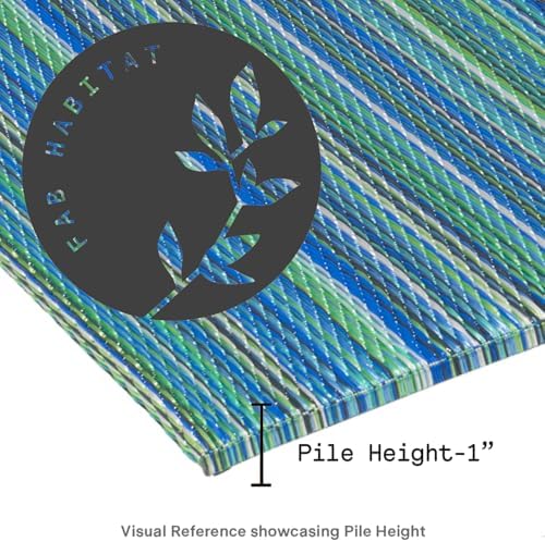 Fab Habitat Striped Non Slip Doormat - Durable, Thin - Recycled Plastic - Entryway, Front Door, Porch, Patio - Cancun Turquoise/Moss Green (24" x 36" Non-Slip) - Image 6