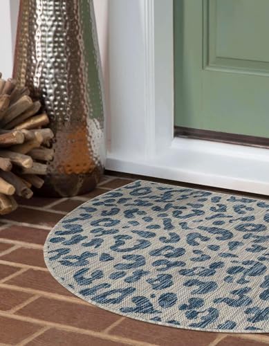 Unique Loom Outdoor Safari Collection Area Rug - Leopard (2' 2" x 3' 7" Hearth Blue/Gray) - Image 4