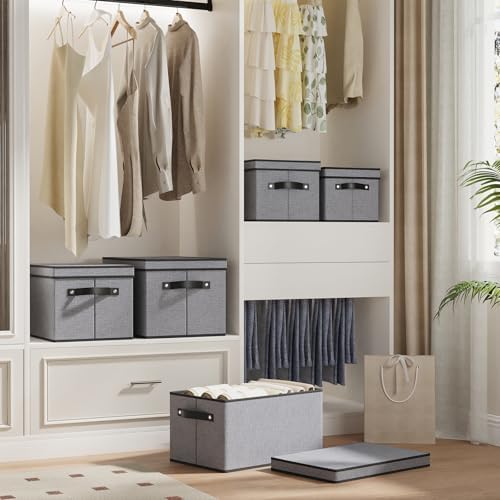 Storage Box with Handles,7.1x9.1x13 In,Gray Bin,5-Pack - Image 3
